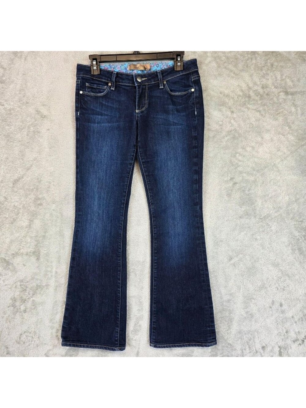 Paige Laurel Canyon Bootcut Jeans Womens 27 Blue Dark Wash Low Rise Petite USA